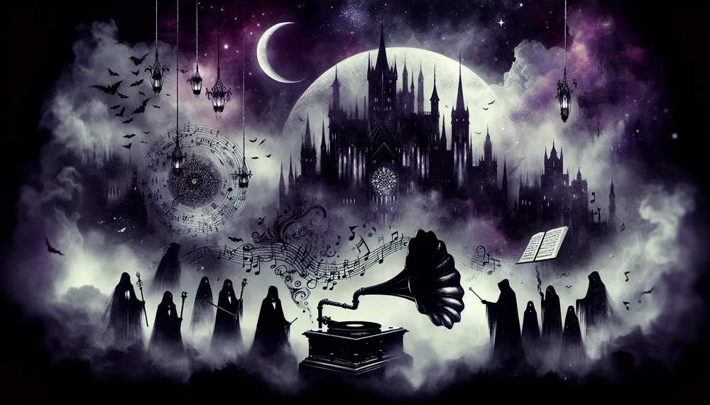 Dark fantasy music playlists theme illustration