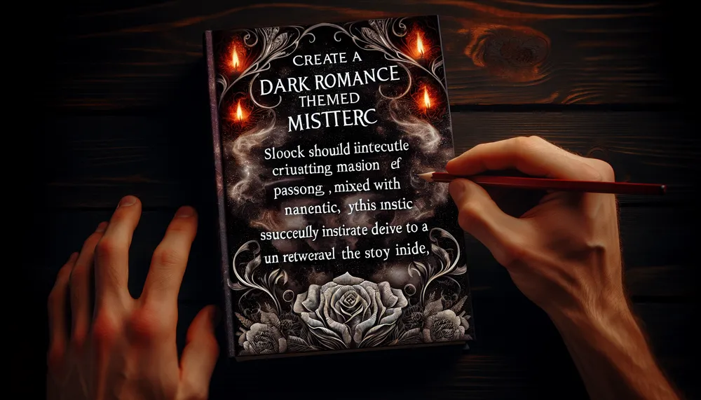 dark romance book cover with intricate designs and mysterious ambiance