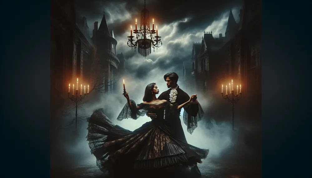 Dark romance theme - an intricate and brooding artwork reflecting the edgy and intense aesthetic of the genre.