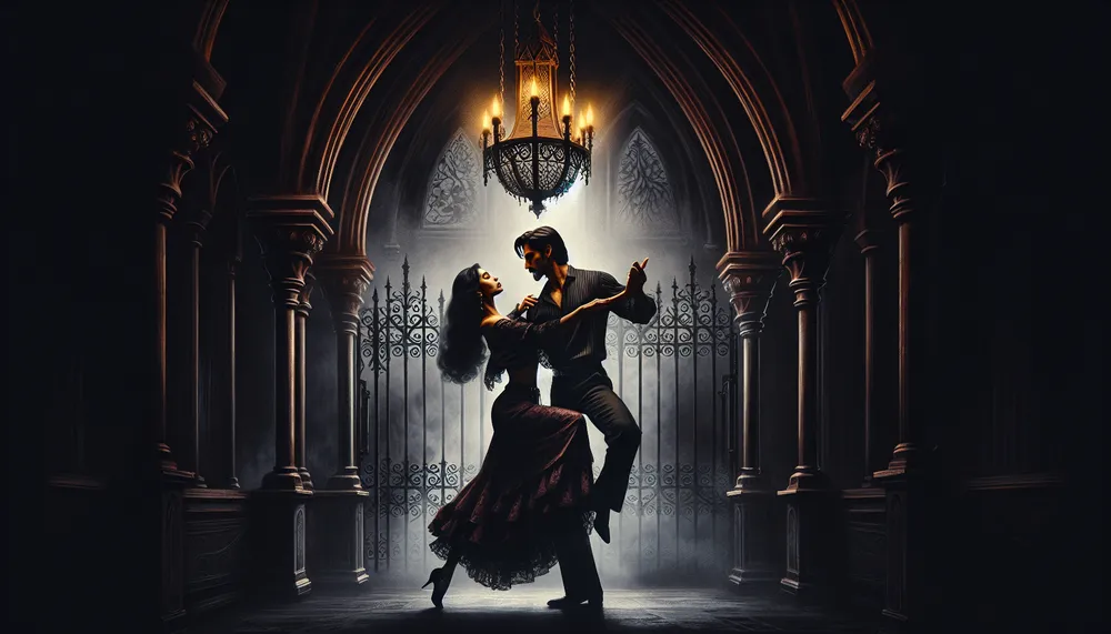 dark romance theme depicted in a mysterious and artistic style