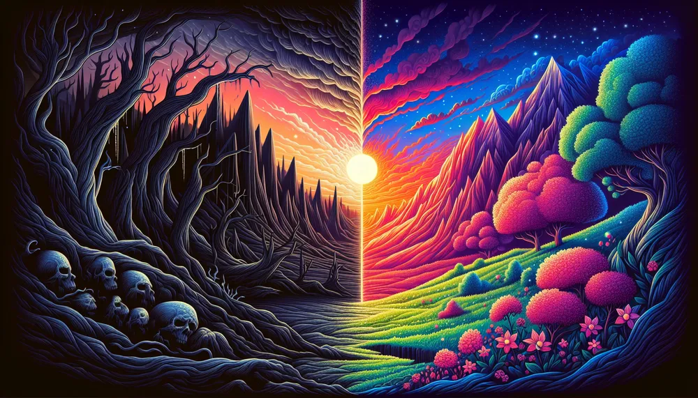 dark vs love art illustration