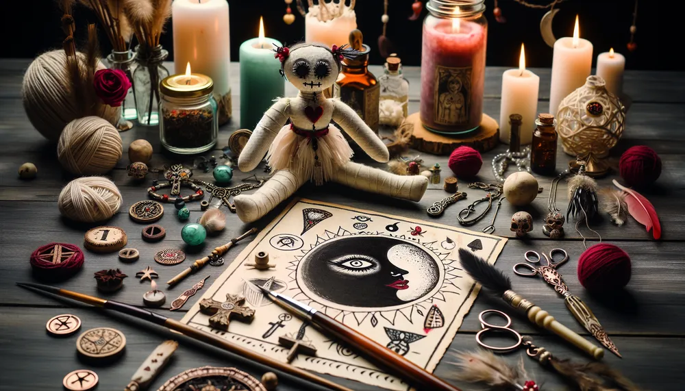 A mysterious and romantic voodoo doll cursed theme artwork