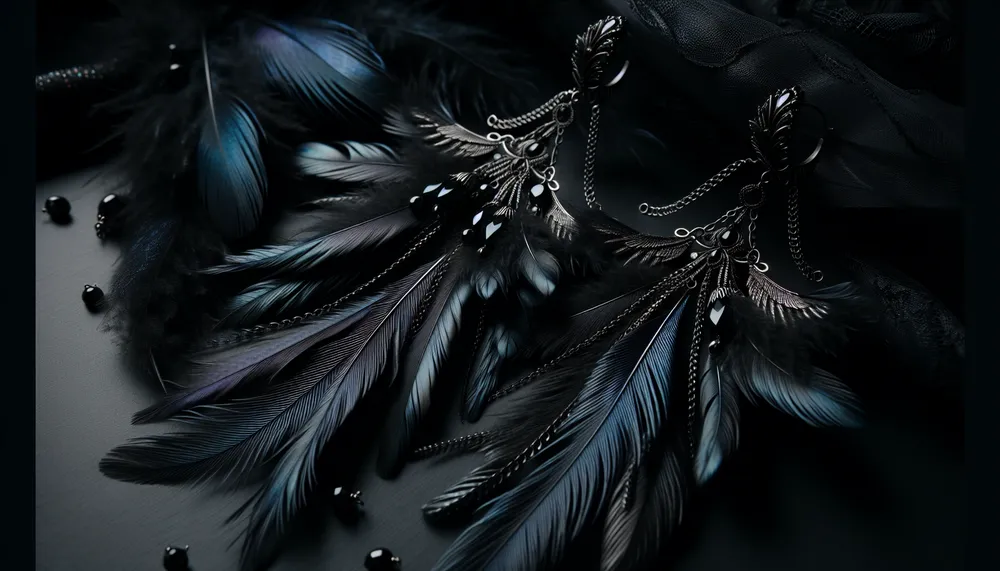 dark romance feather earrings fashion style