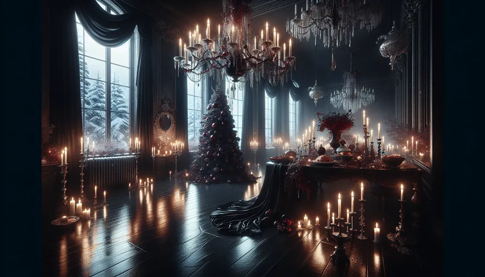 dark romance christmas theme with aesthetic elements