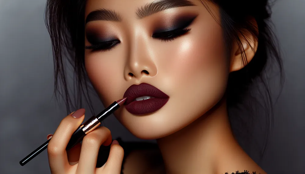 dark romance makeup with emphasis on lip liner
