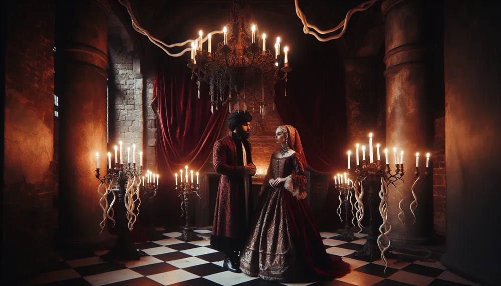Gothic-themed love event in a dark, romantic setting