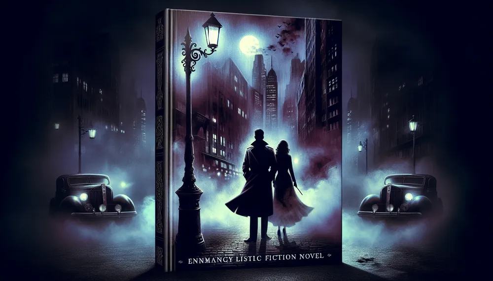 Noir Romance Fiction book cover with an intense, dark, and mysterious atmosphere