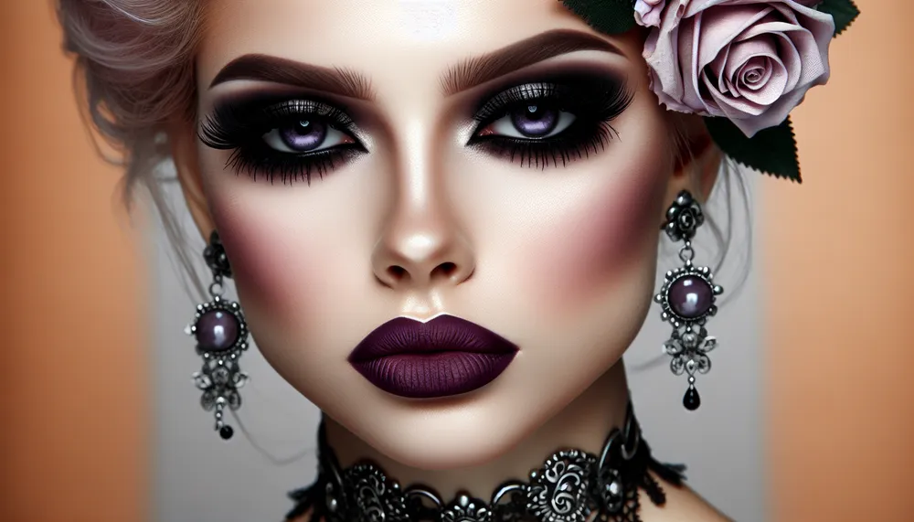 Stylized image representing a romantic goth makeup theme