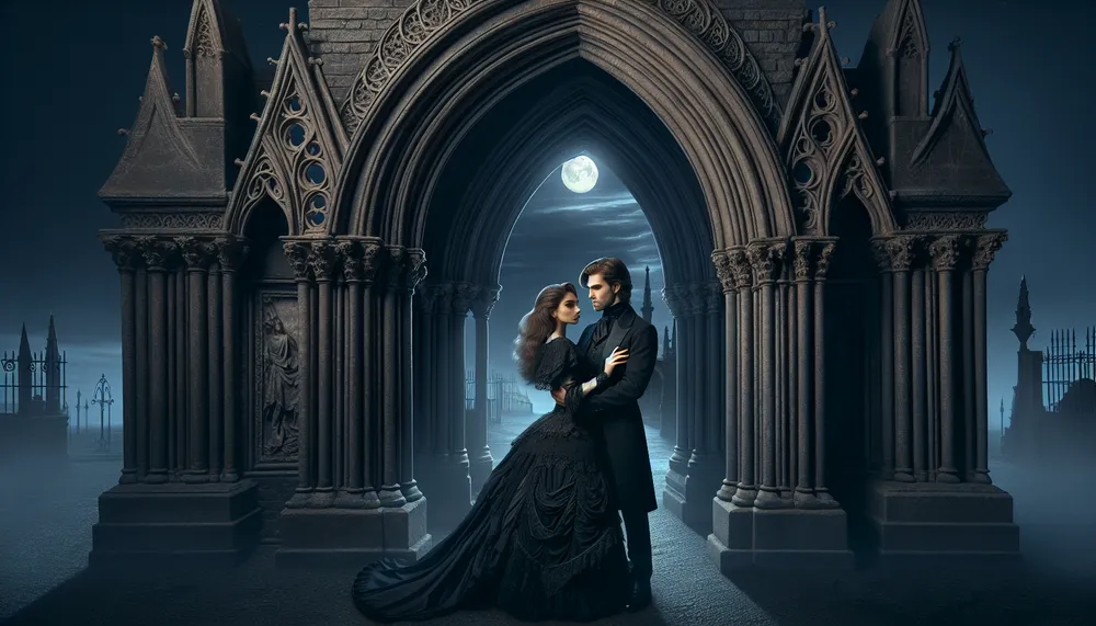 Romantic yet dark gothic-themed picture symbolizing the 'call of darkness' in love