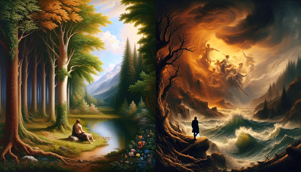 Transcendentalism vs Romanticism, an artistic representation